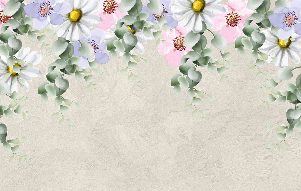Group of flowers and leaves Group of flowers and leaves