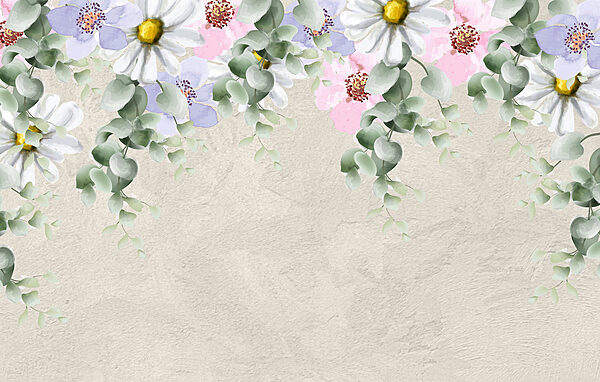 Group of flowers and leaves Group of flowers and leaves