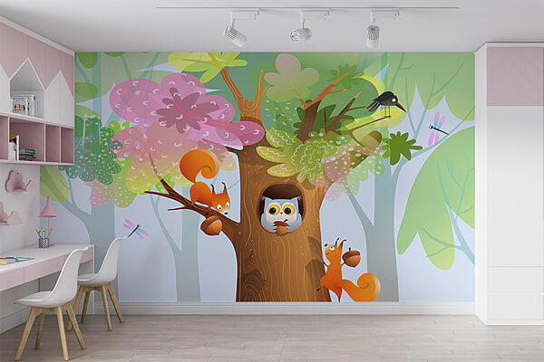 Cartoon of animals in a tree Cartoon of animals in a tree