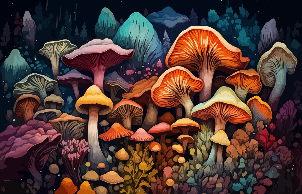 Group of mushrooms in a forest Group of mushrooms in a forest