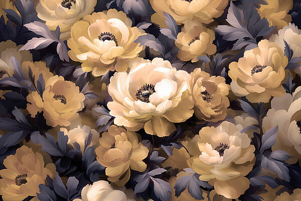 Group of flowers with leaves Group of flowers with leaves
