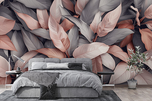 Group of leaves with pink and grey leaves Group of leaves with pink and grey leaves