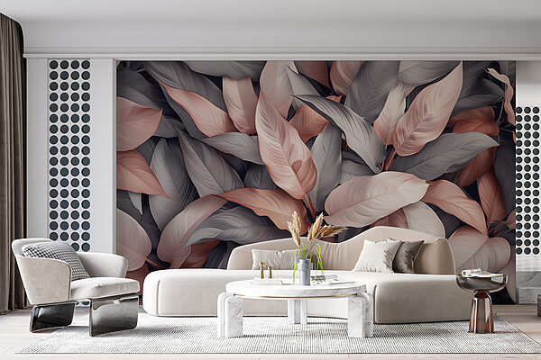 Group of leaves with pink and grey leaves Group of leaves with pink and grey leaves