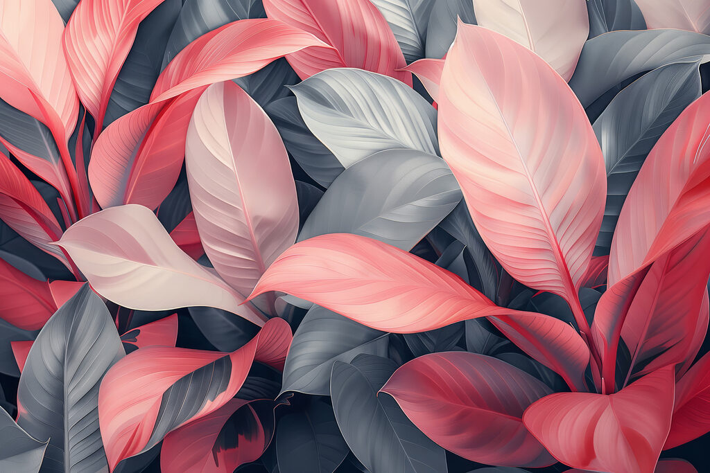 Group of pink and grey leaves Group of pink and grey leaves
