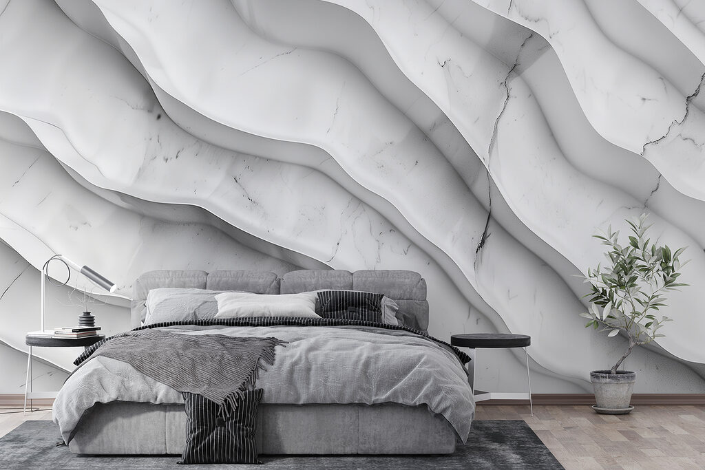White marble surface with wavy lines White marble surface with wavy lines