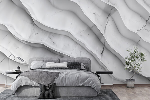 White marble surface with wavy lines White marble surface with wavy lines