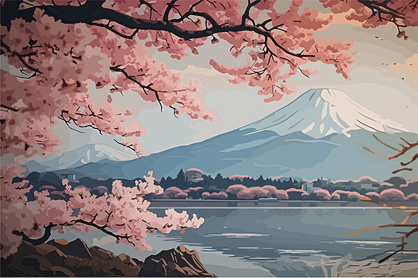 Mountain with pink flowers Mountain with pink flowers