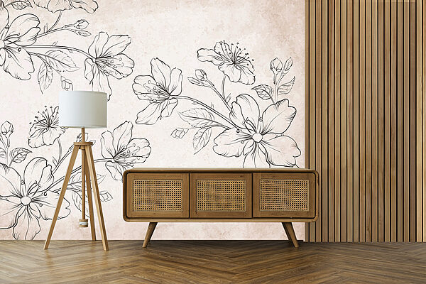 Drawing of flowers on a white background Drawing of flowers on a white background