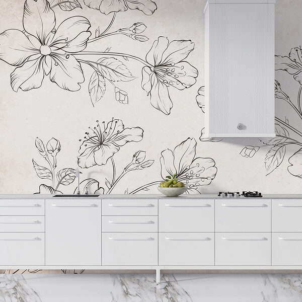 Drawing of flowers on a white background Drawing of flowers on a white background