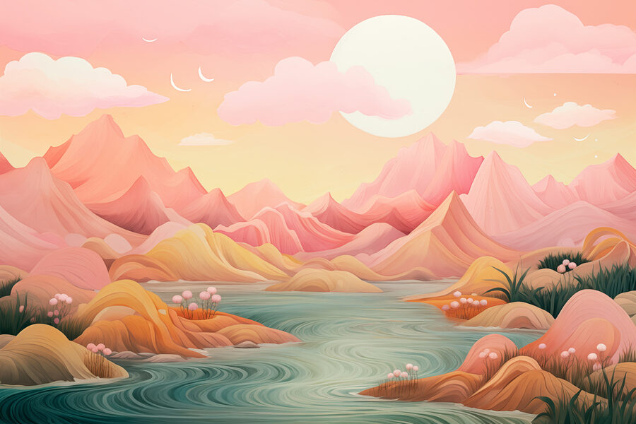 Wall murals River running through a valley - Image 6