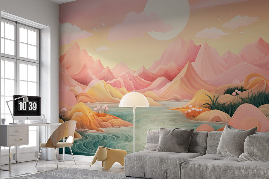 Wall murals River running through a valley