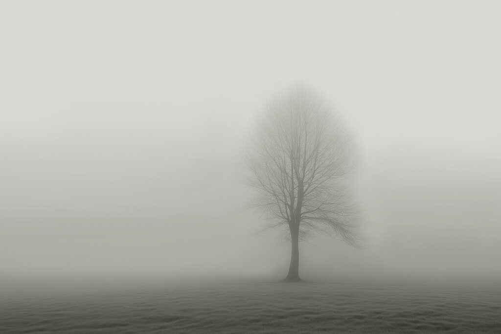 Tree in a foggy field Tree in a foggy field