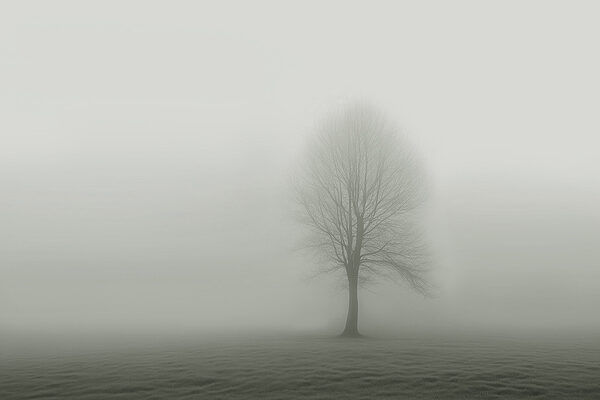 Tree in a foggy field Tree in a foggy field