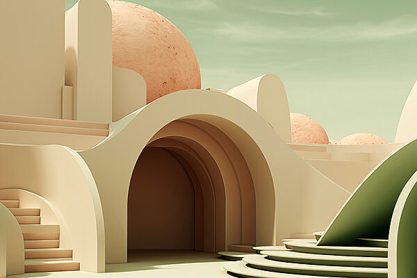 Building with a round ball and a staircase Building with a round ball and a staircase