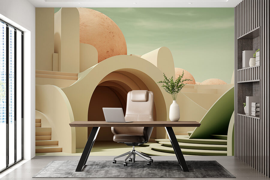 Building with a round ball and a staircase