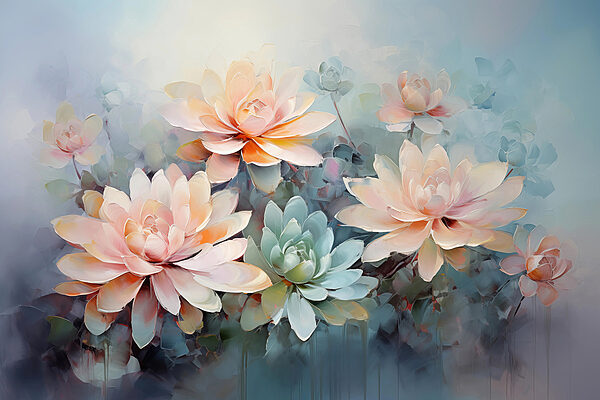 Group of flowers on a blue background Group of flowers on a blue background