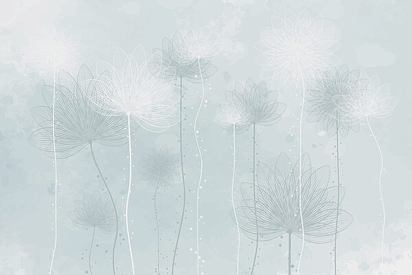 White flowers on a light blue background White flowers on a light blue background