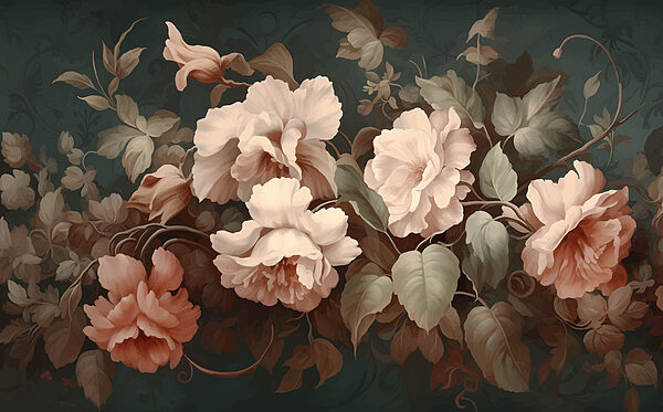 Painting of flowers on a dark background Painting of flowers on a dark background