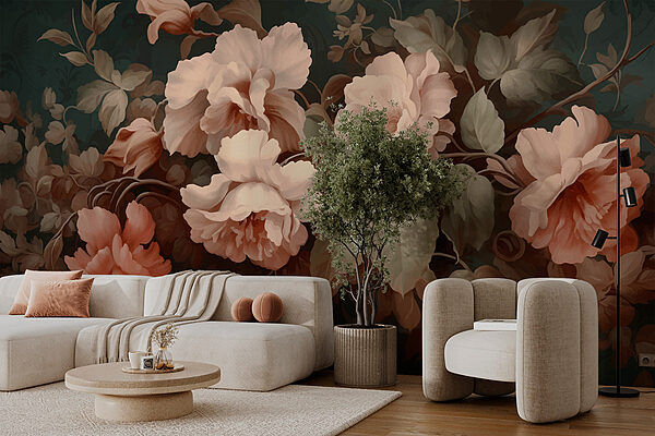 Painting of flowers on a dark background Painting of flowers on a dark background