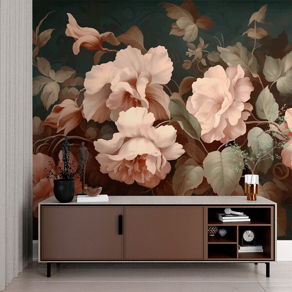 Painting of flowers on a dark background Painting of flowers on a dark background