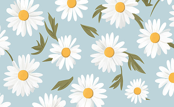 Pattern of white flowers and green leaves Pattern of white flowers and green leaves