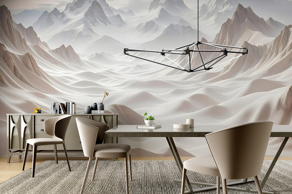 Snowy mountains with clouds