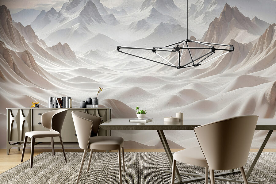 Snowy mountains with clouds