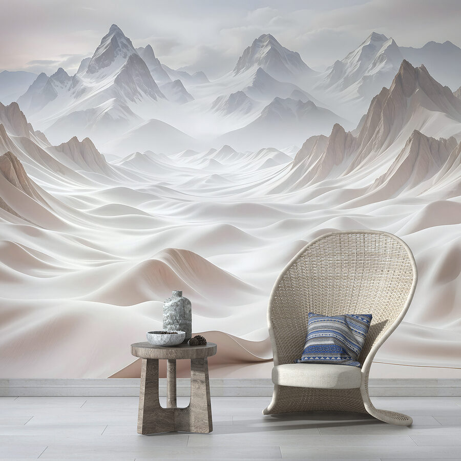 Snowy mountains with clouds