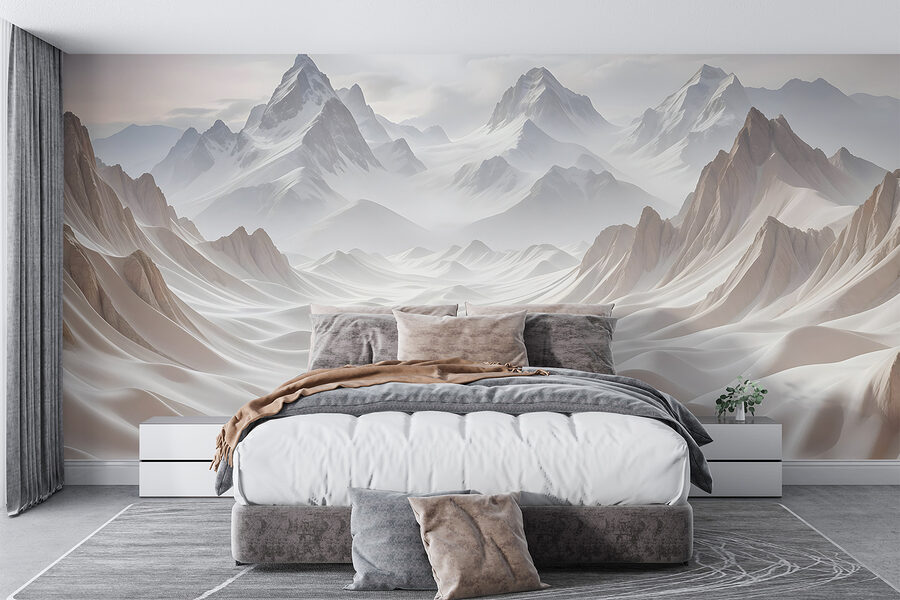 Snowy mountains with clouds