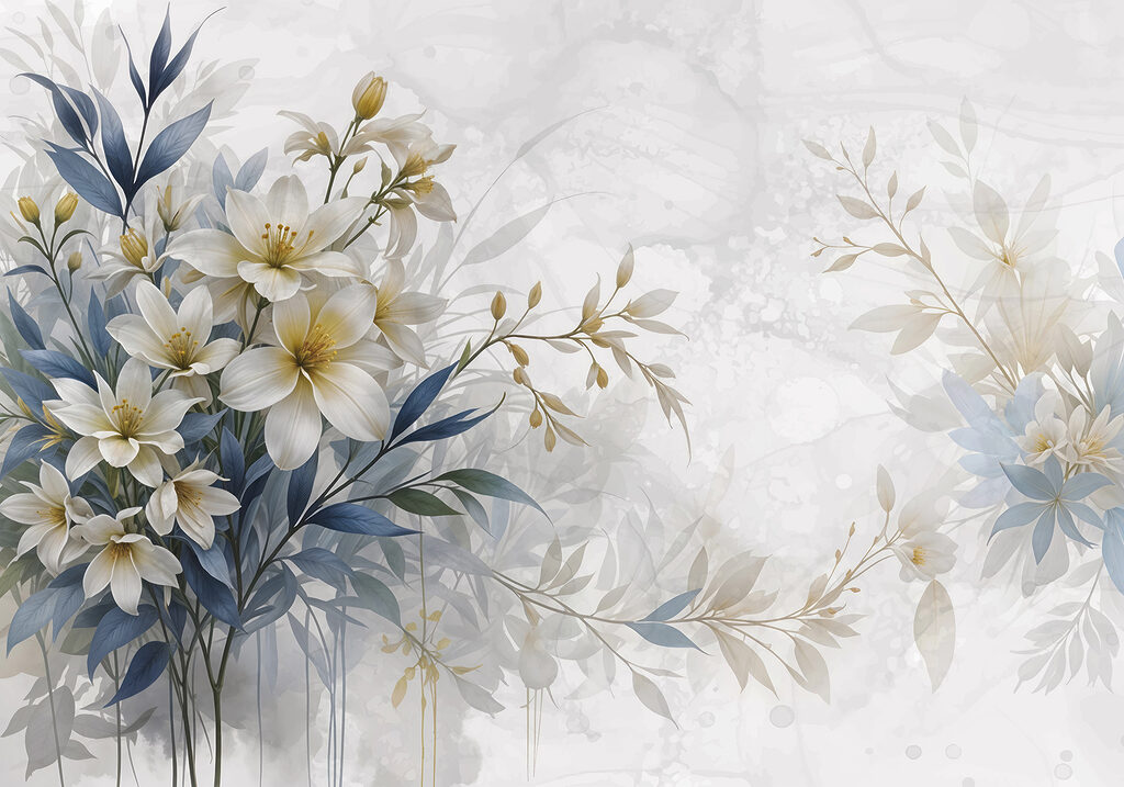 Painting of flowers and leaves Painting of flowers and leaves