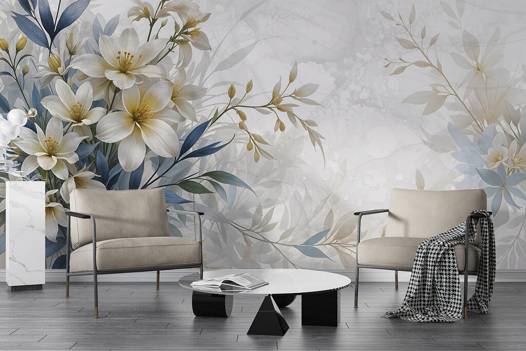 Painting of flowers and leaves