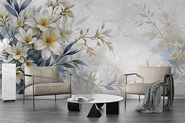 Painting of flowers and leaves Painting of flowers and leaves