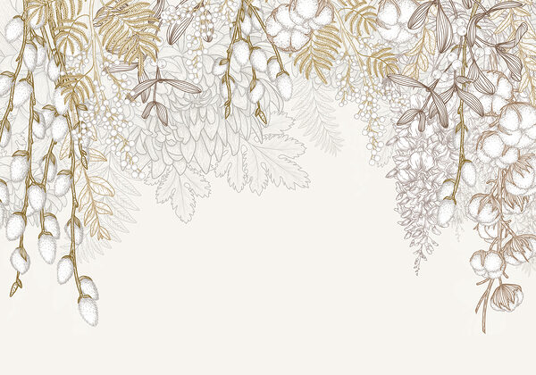 White and brown floral design White and brown floral design