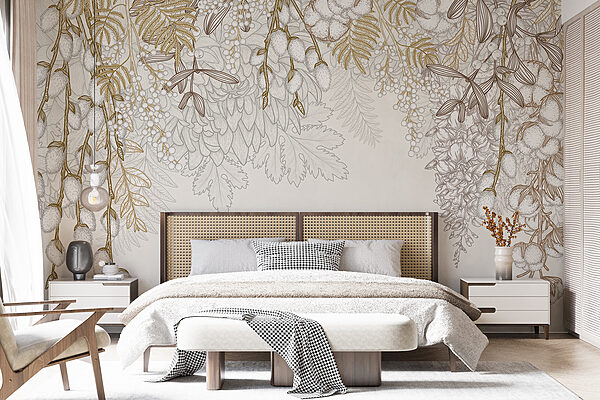 White and brown floral design White and brown floral design