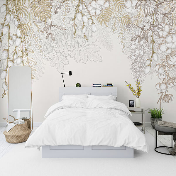 White and brown floral design White and brown floral design