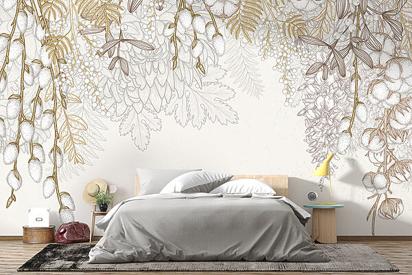 White and brown floral design White and brown floral design