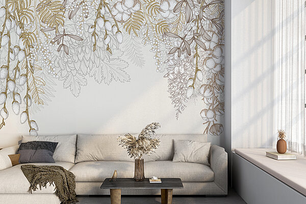 White and brown floral design White and brown floral design