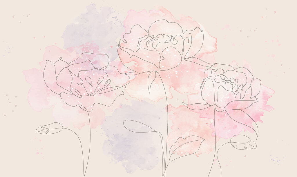 Drawing of flowers on a pink background Drawing of flowers on a pink background