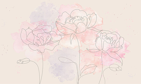 Drawing of flowers on a pink background Drawing of flowers on a pink background