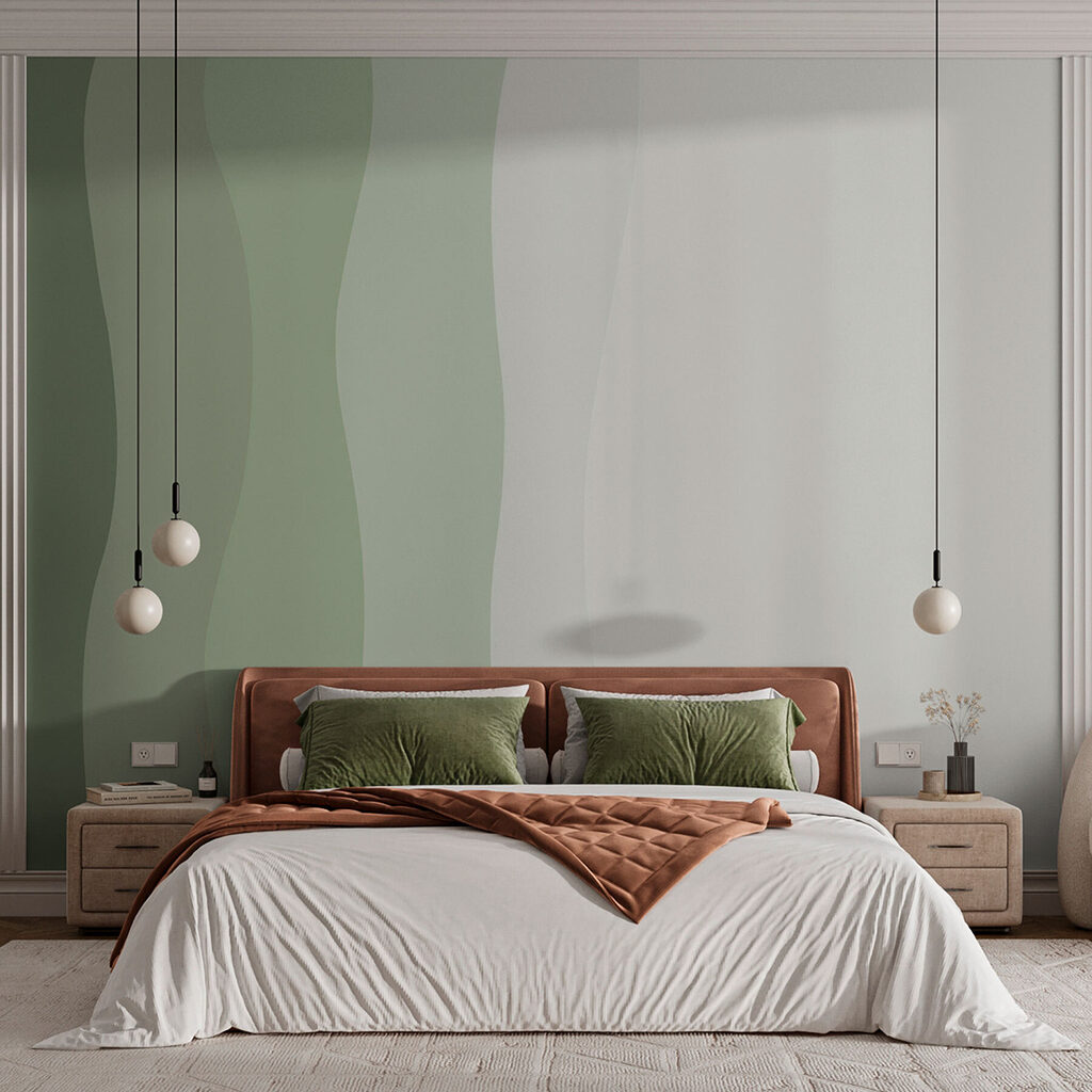 Green and white wavy lines