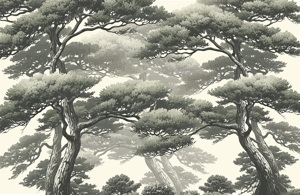 Group of trees with many branches Group of trees with many branches