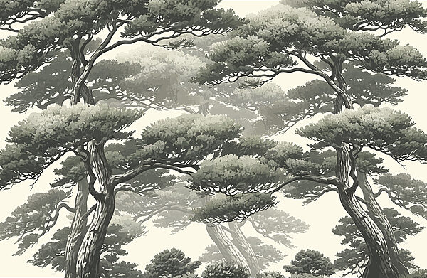 Group of trees with many branches Group of trees with many branches
