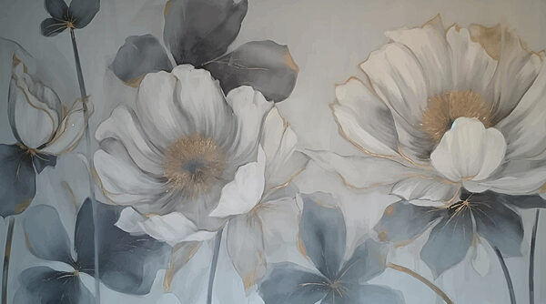 Painting of flowers on a wall Painting of flowers on a wall