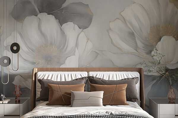 Painting of flowers on a wall Painting of flowers on a wall
