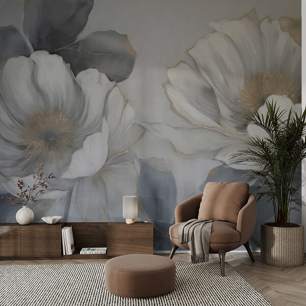 Painting of flowers on a wall Painting of flowers on a wall