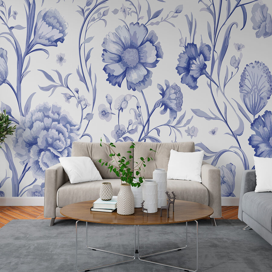 Blue and white floral pattern