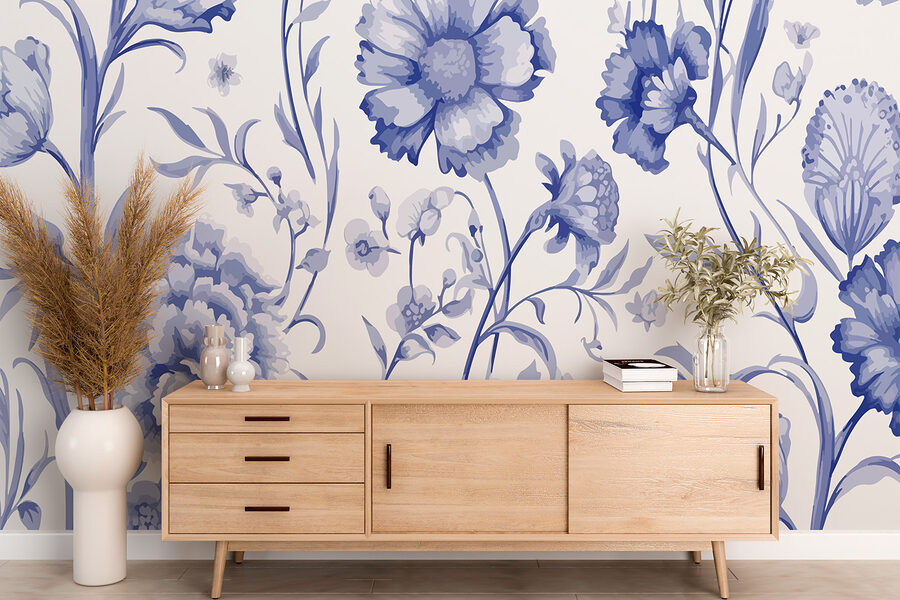 Blue and white floral pattern