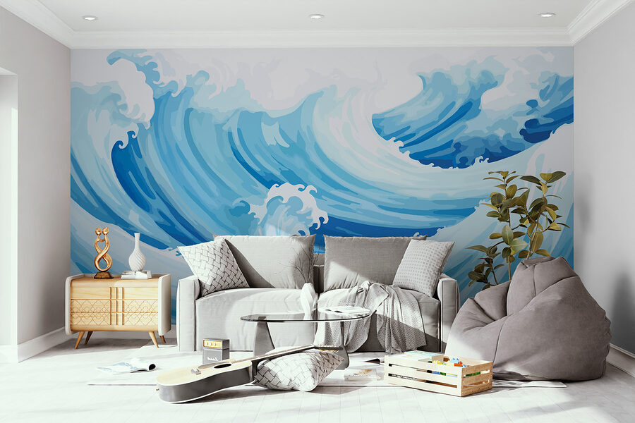 Blue and white waves Blue and white waves