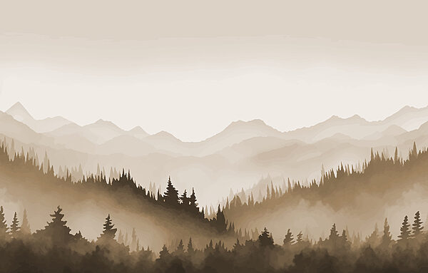 Landscape of trees and mountains Landscape of trees and mountains