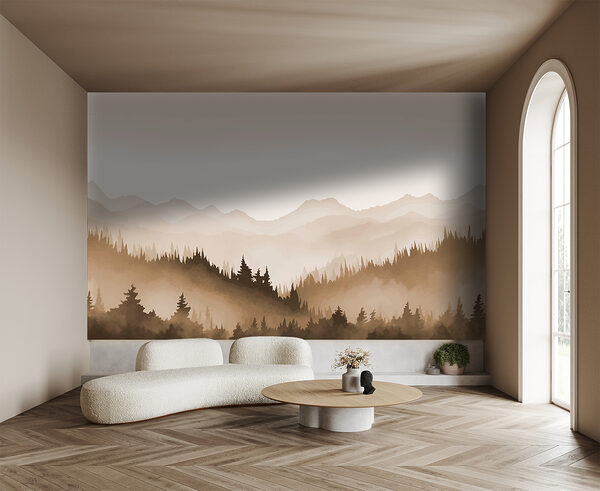 Landscape of trees and mountains Landscape of trees and mountains